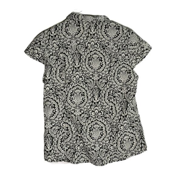 Exofficio Black & White Patterned Button-up Blouse, Large, Pre-owned - Picture 3 of 6